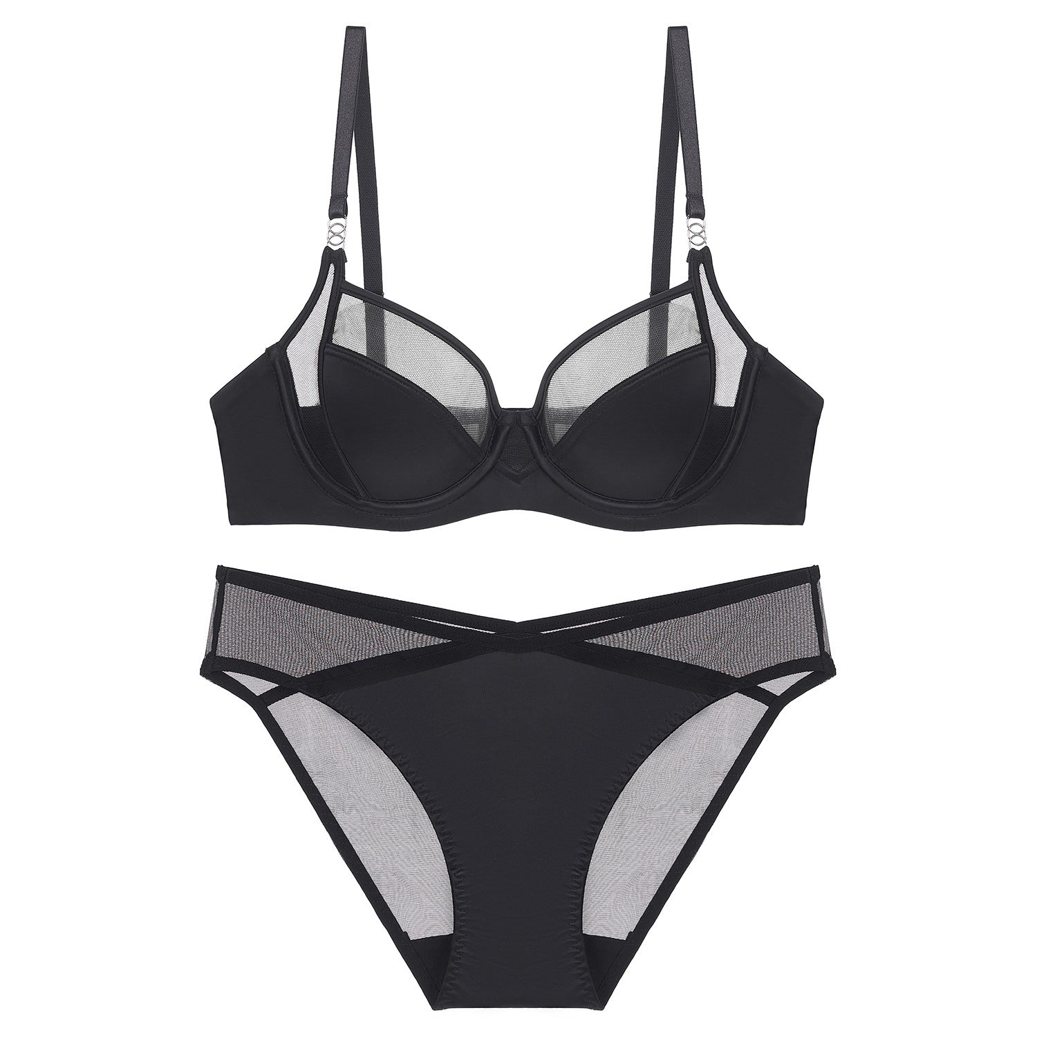 Zestaw bielizny z siateczką zapewniający wygodę i wsparcie Marvis Czarny