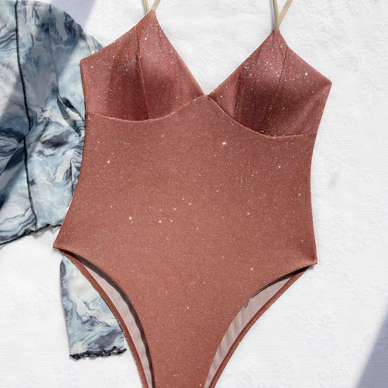 Strój kąpielowy jednoczęściowy elastyczny Stardust Talya Kawowy