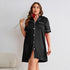 Koszulka nocna z krótkim rękawem i delikatnymi detalami Alisa Czarny