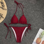 Bikini z regulowanym wiązaniem na lato Hajrija Bordowy
