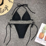 Bikini z regulowanym wiązaniem na lato Hajrija Czarny