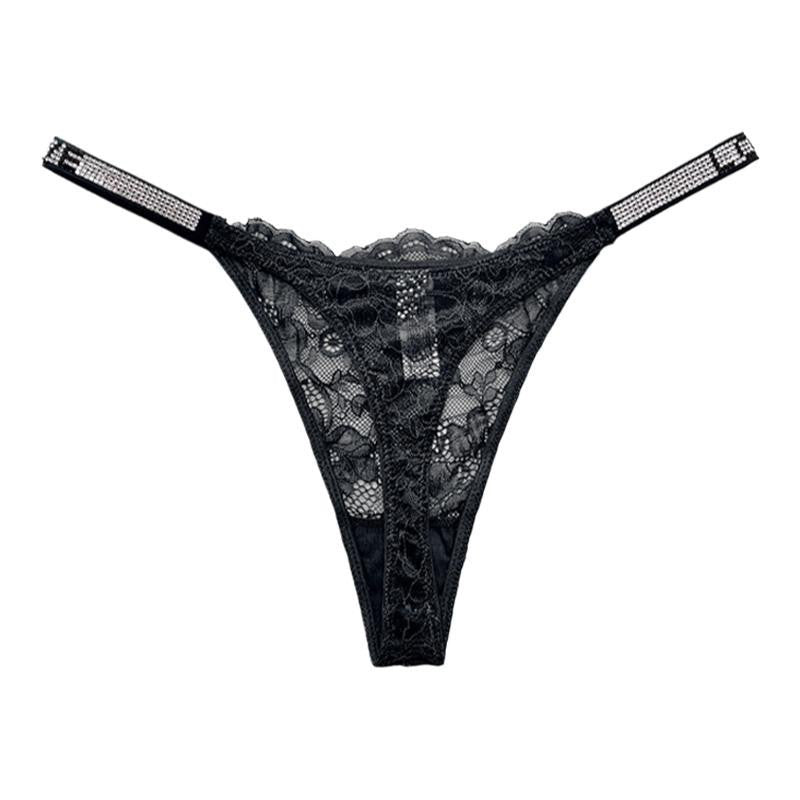 Stringi koronkowe z ozdobną gumką Masumah Czarny