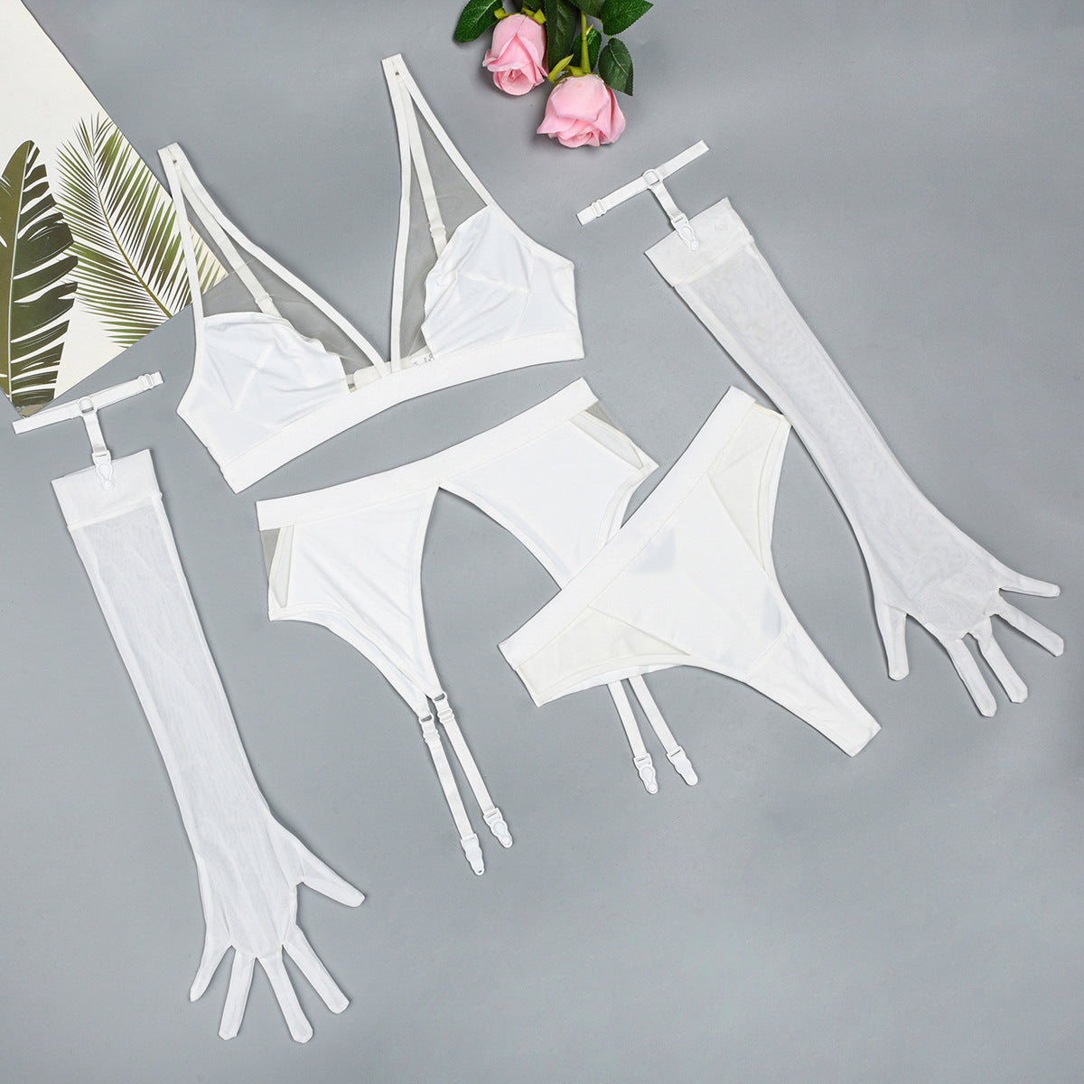 Komplet bielizny z regulowanymi paskami na specjalne okazje Latoria Biały