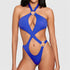 Strój kąpielowy z klamrami podkreślający sylwetkę na plażę lub basen Melike Niebieski
