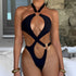Strój kąpielowy z klamrami podkreślający sylwetkę na plażę lub basen Melike Czarny