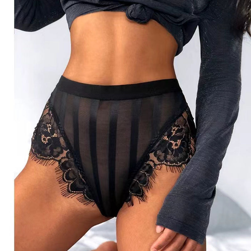 Koronkowe figi z przewiewnego materiału na co dzień Arendien Czarny