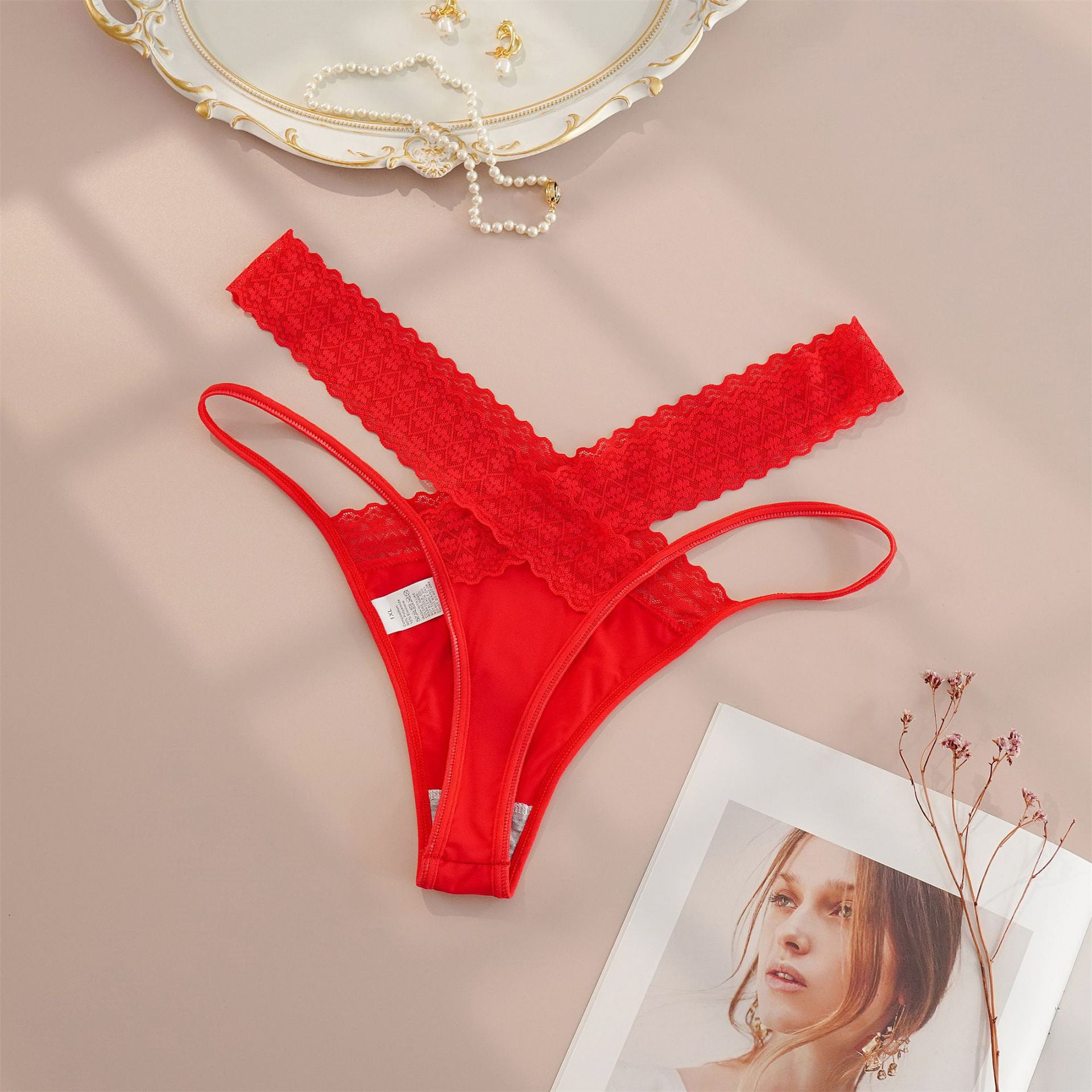 Majtki z koronką dla kobiet Imran Czerwony