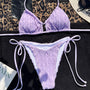 Bikini prążkowane na plażę regulowane ramiączka Ruveyda Fioletowy