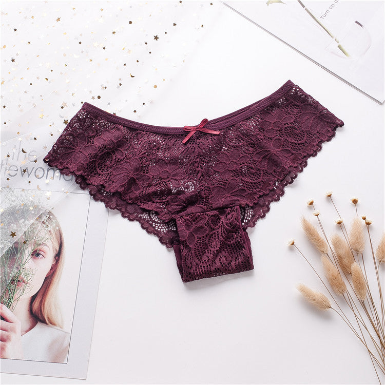 Koronkowe majtki brazylijskie z kokardką Boksoon Fioletowy