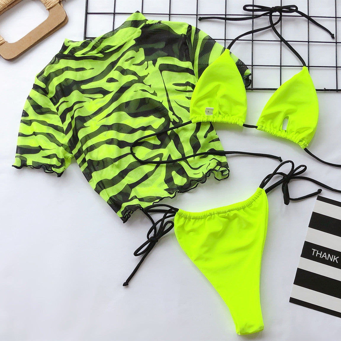 Strój kąpielowy z crop topem na lato plażowy wzór Senada