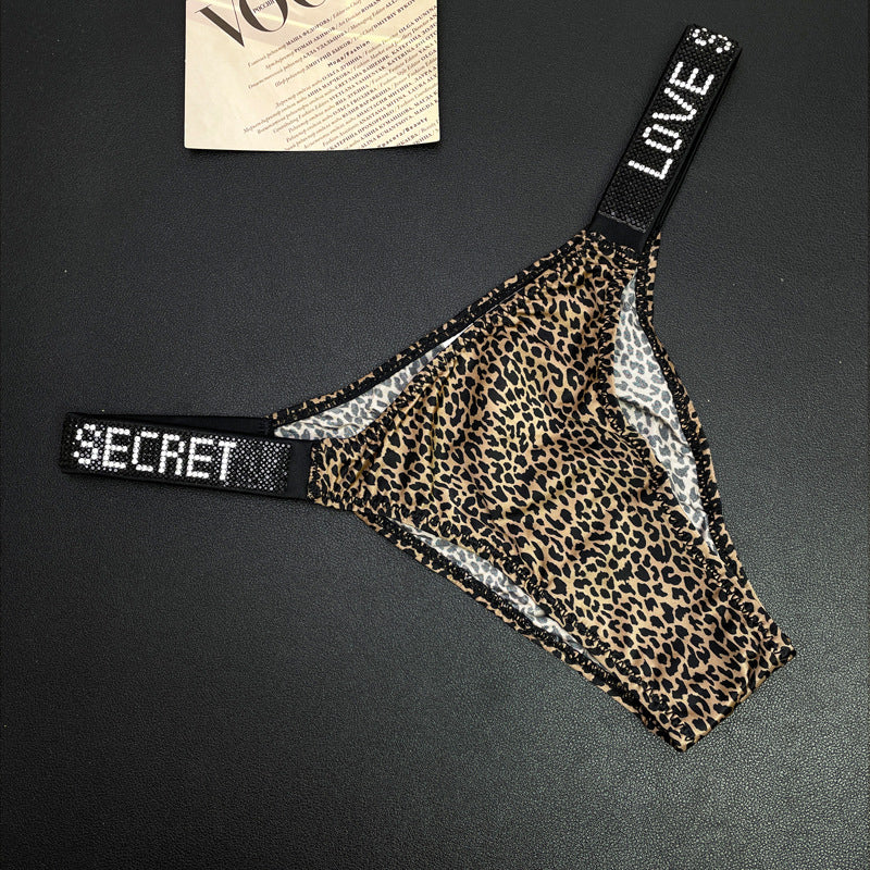 Stringi damskie z ozdobną gumką na co dzień i specjalne okazje Faygah Lampart