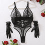 Body koronkowe z delikatnym wzorem Seonaid Czarny