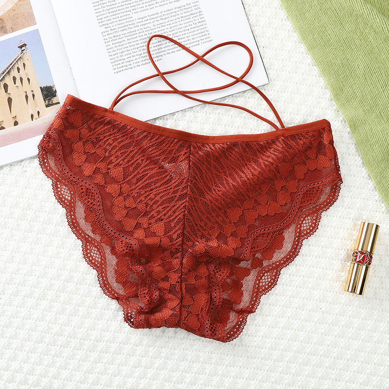 Figi koronkowe z paskami na co dzień i na specjalne okazje Milou Bordowy