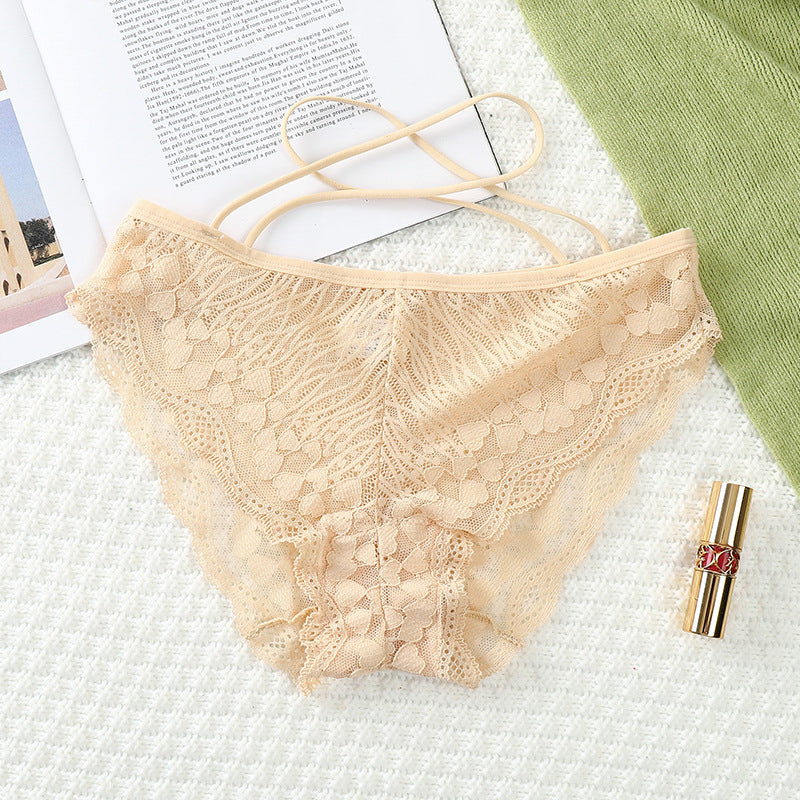 Figi koronkowe z paskami na co dzień i na specjalne okazje Milou Beżowy