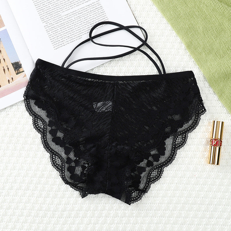 Figi koronkowe z paskami na co dzień i na specjalne okazje Milou Czarny