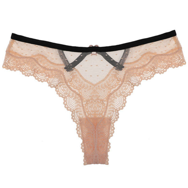Majtki koronkowe z wycięciem na co dzień BarbaraAnne Beżowy