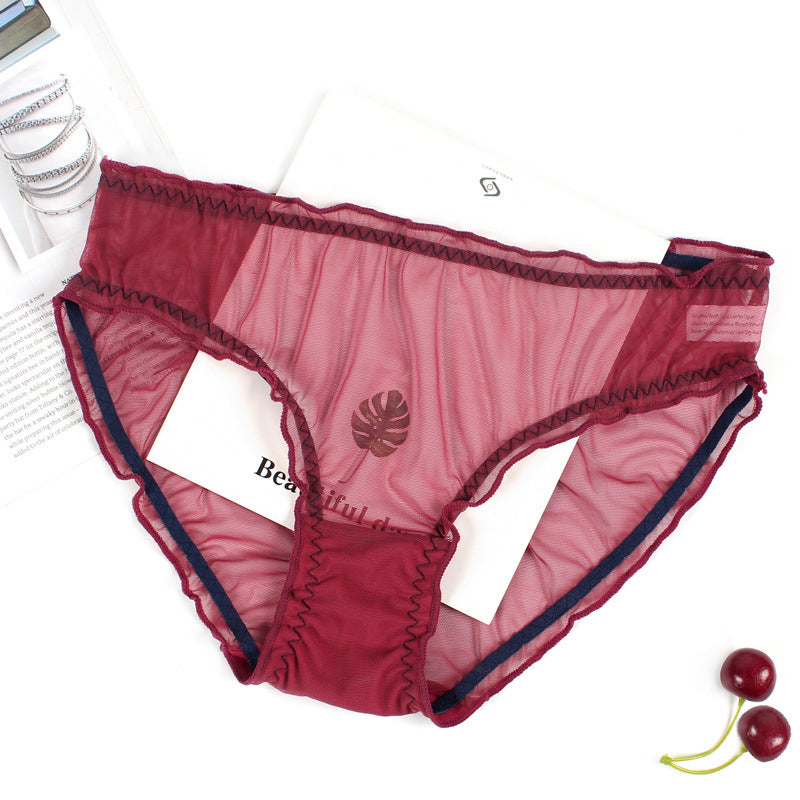 Majtki z niskim stanem z delikatnego materiału na ciepłe dni Violet Bordowy