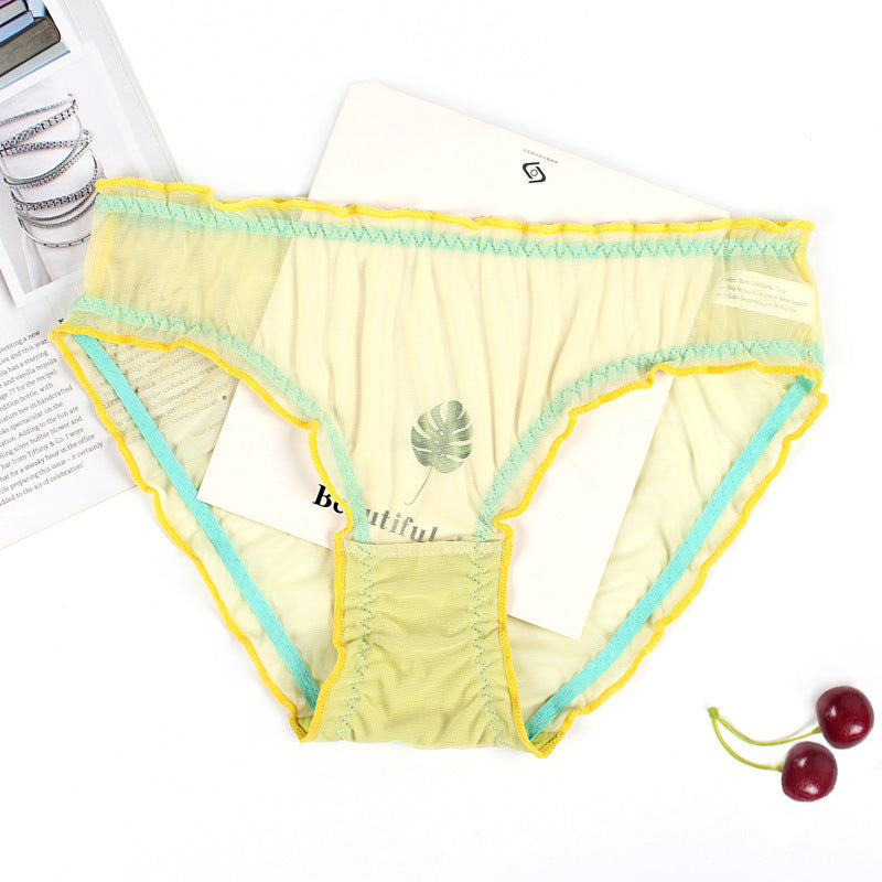 Majtki z niskim stanem z delikatnego materiału na ciepłe dni Violet Żółty