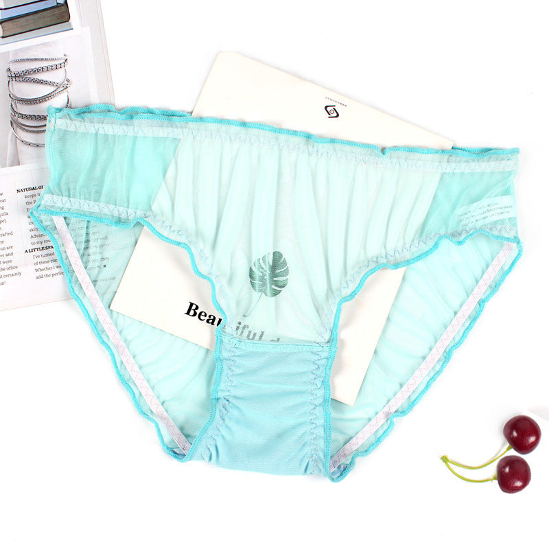 Majtki z niskim stanem z delikatnego materiału na ciepłe dni Violet Niebieski