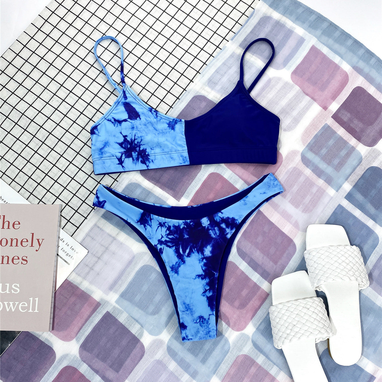 Strój kąpielowy dwuczęściowy z wysokiej jakości materiałów na plażę i basen Everarda Niebieski