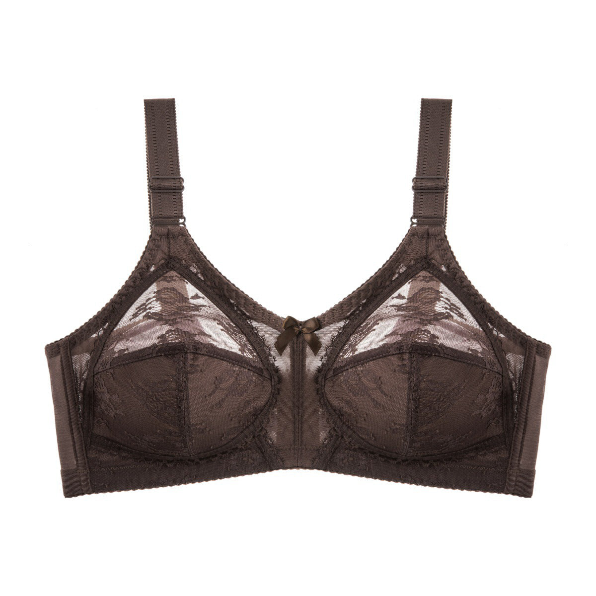 Biustonosz z podparciem plus size z koronkowym wykończeniem Sevleta Kawowy