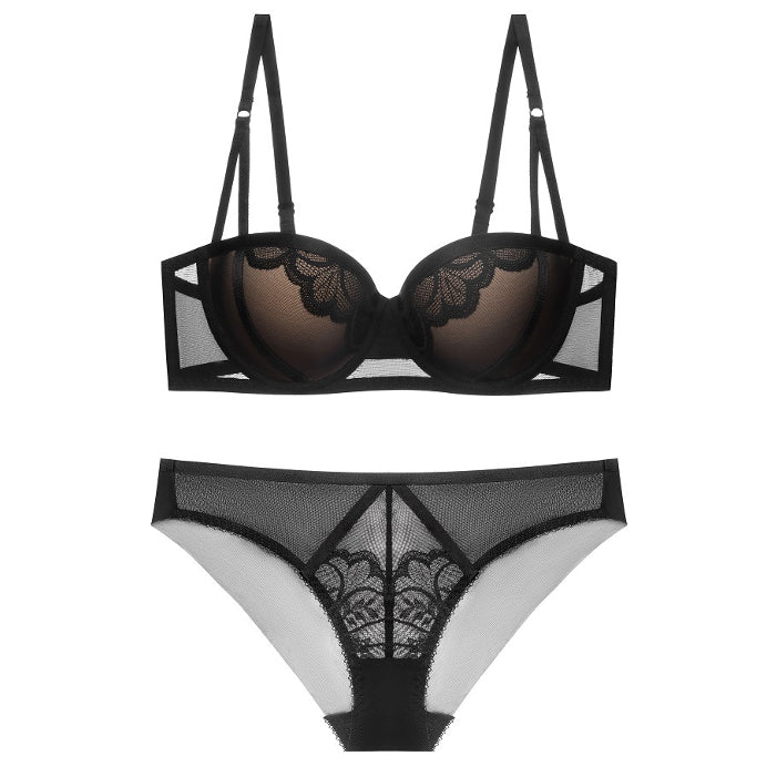 Komplet bielizny z subtelnymi zdobieniami na specjalne okazje Suphiye Czarny2