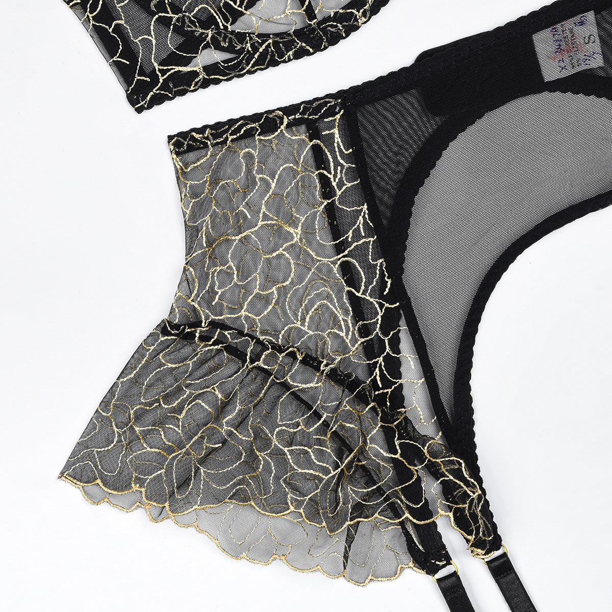 Komplet bielizny z falbanami z eleganckimi detalami Brocha