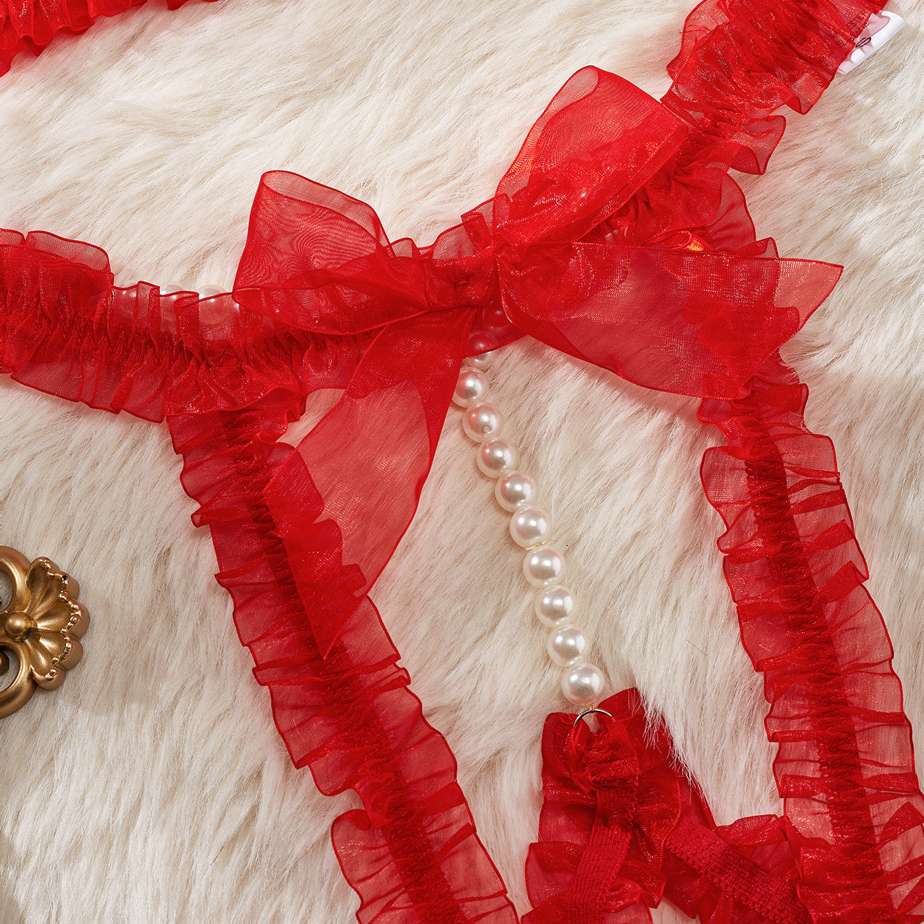 Komplet bielizny z perełkami i koronkowym wykończeniem Rosabella