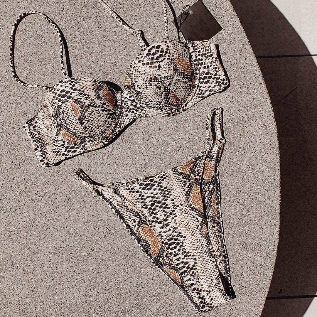 Dwuczęściowy strój kąpielowy wężowy wzór plaża basen Kathyrn Wąż