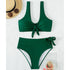 Strój kąpielowy dwuczęściowy z wiązaniem i wysokim stanem na plażę Ibala Zielony
