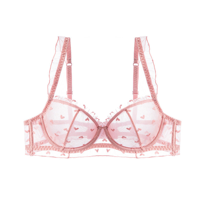 Biustonosz z fiszbinami z delikatnej siateczki Roshni Różowy