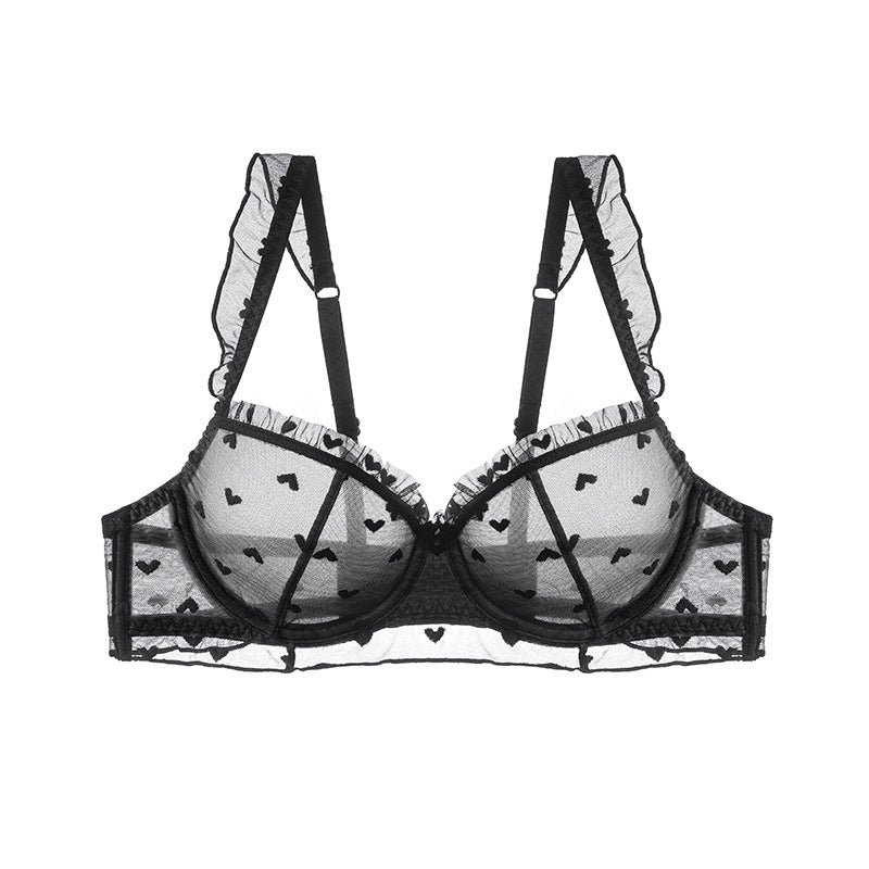 Biustonosz z fiszbinami z delikatnej siateczki Roshni Czarny