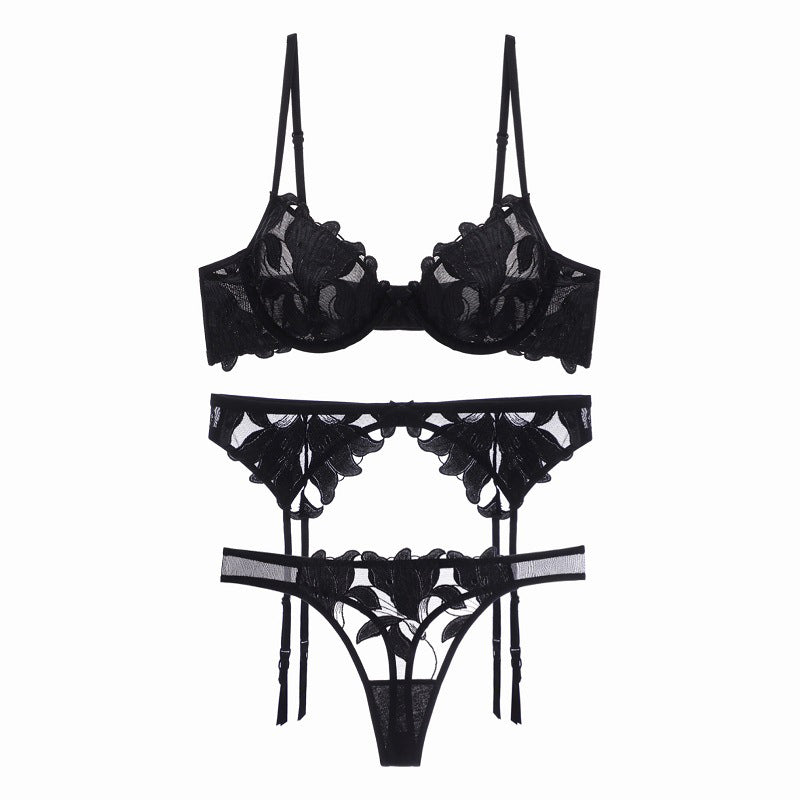 Komplet bielizny z delikatnym zdobieniem na wyjątkowe okazje Miyako Czarny