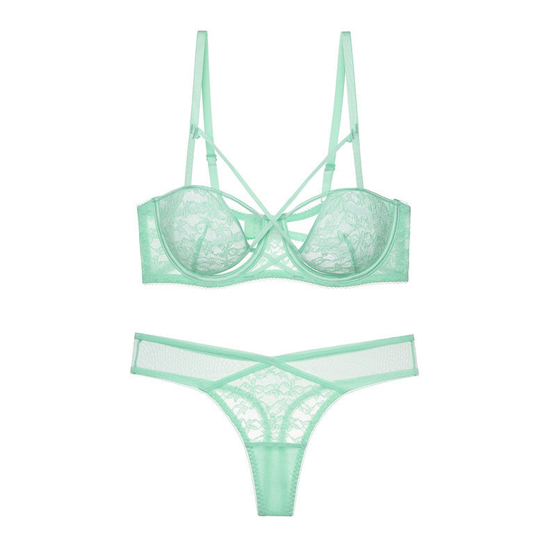 Komplet bielizny koronkowej ze strapsami regulowanymi Behjat Zielony