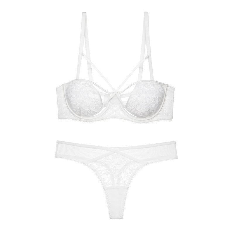 Komplet bielizny koronkowej ze strapsami regulowanymi Behjat Biały