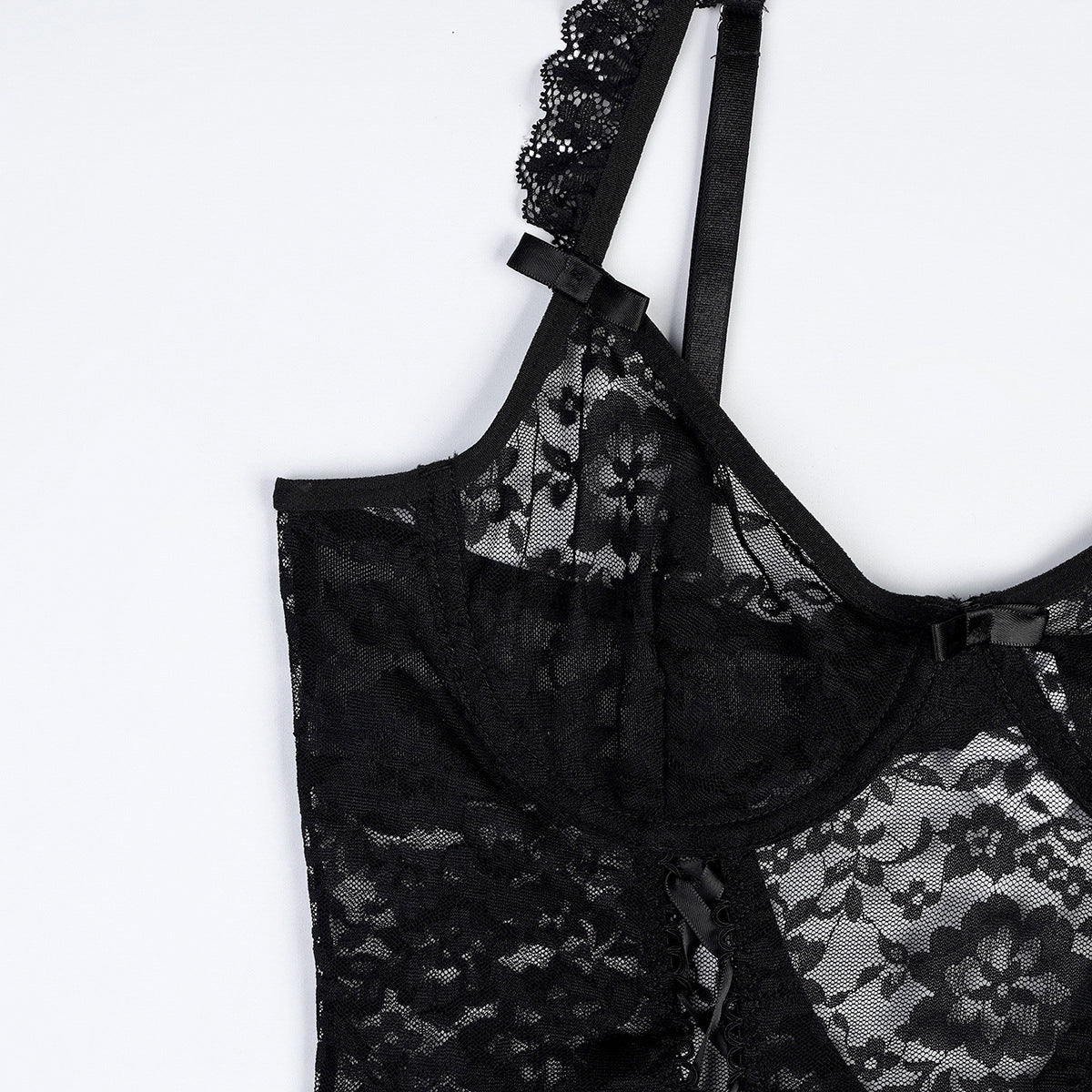 Gorset koronkowy z regulowanymi paskami na romantyczne wieczory Maliyah