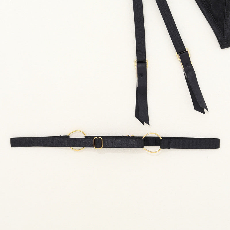 Komplet bielizny z drobnym wzorem i przezroczystymi wstawkami Solja