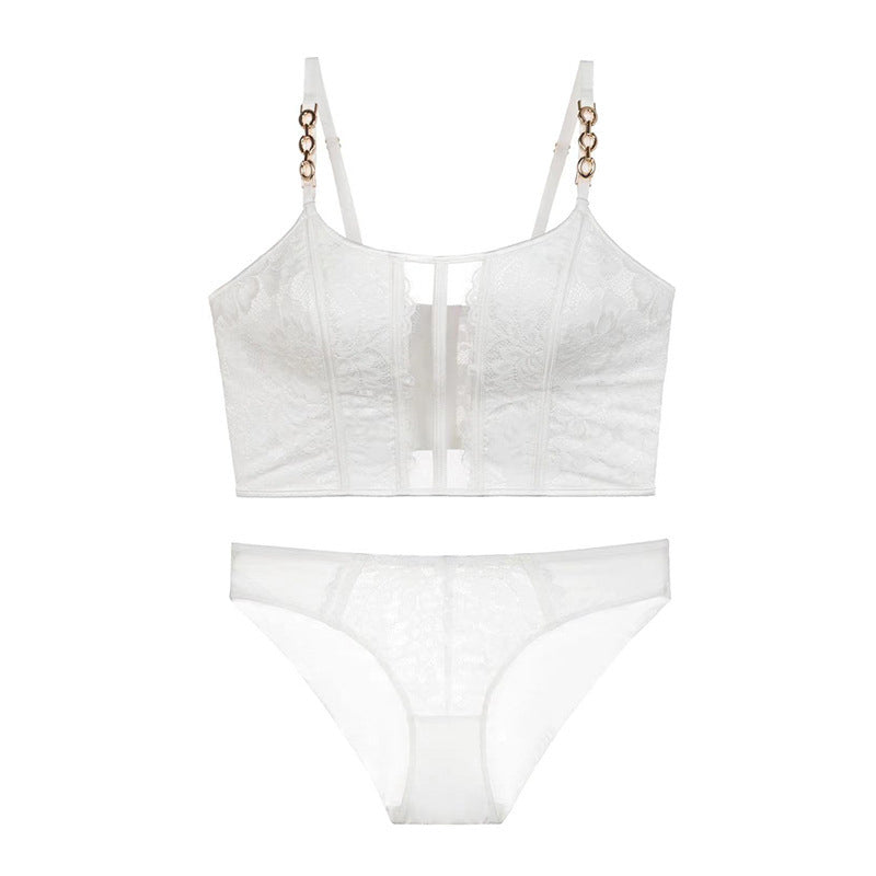 Komplet bielizny z biustonoszem push-up koronkowy detal Gabi Biały