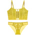Komplet bielizny z biustonoszem push-up koronkowy detal Gabi Żółty