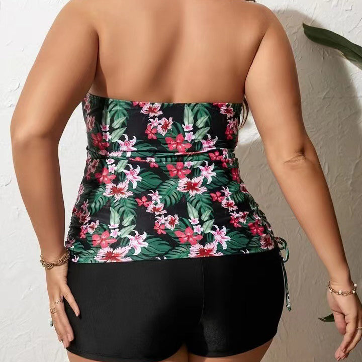 Tankini z szortami kwiatowy wzór szybkoschnący materiał na plażę Almarina