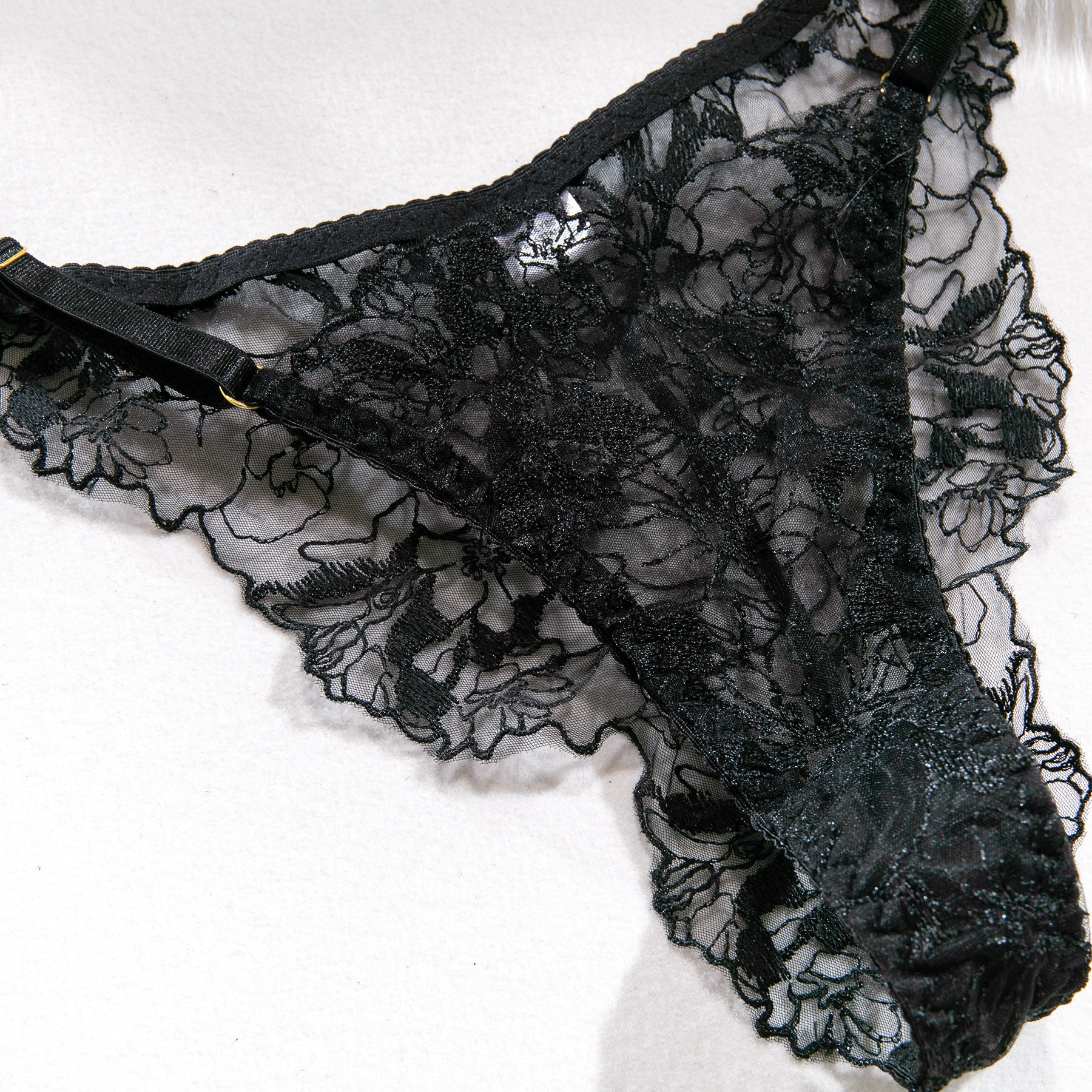 Koronkowy komplet bielizny trzyczęściowy regulowany Lizanne